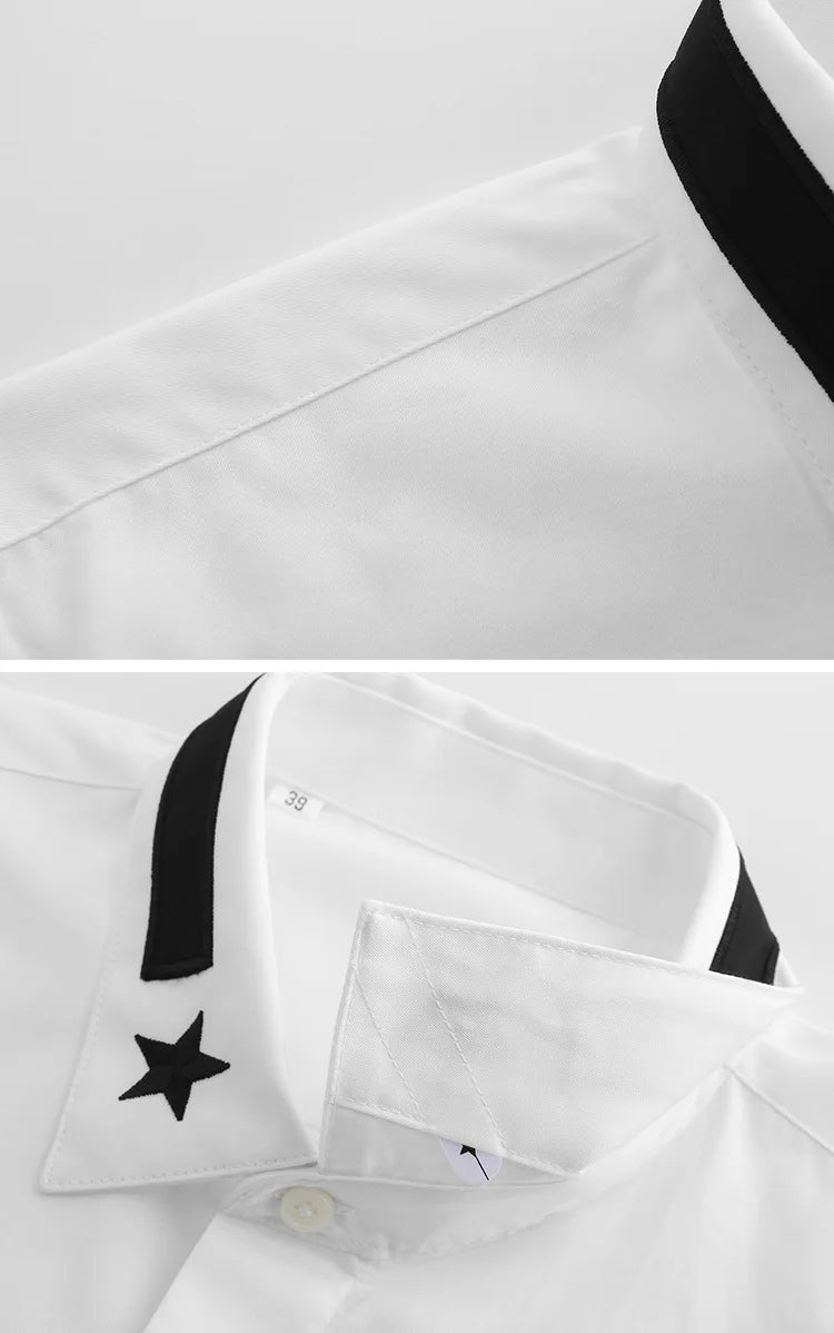 New 2022 Luxury Men Classic Embroidered stars comfortable Fashion Cotton Casual Shirts Shirt High Quality Short Sleeves A116
