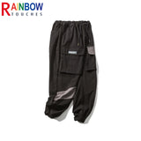 rainbowtouches 2022 tidal current new brand mens cargo pants harajuku fashion tie feet trousers loose safari style boy overalls military streetwear pants