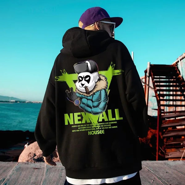 Autumn Punk Panda Printed Hoodie For Men New In Harajuku Fashion Fleece