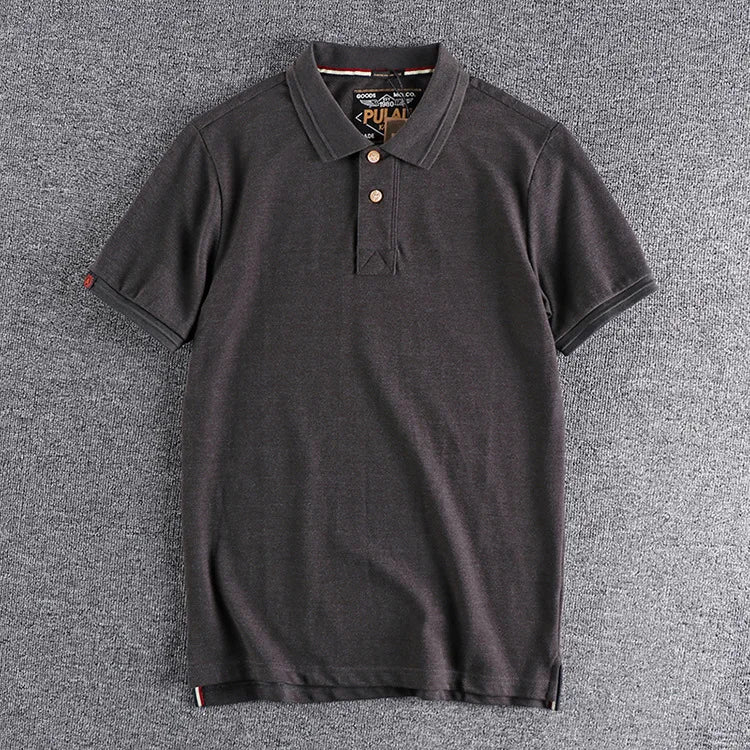 Gothic Vintage print – Summer Mens Polo Shirt Cotton Lapel T Shirt Retro Loose Soli