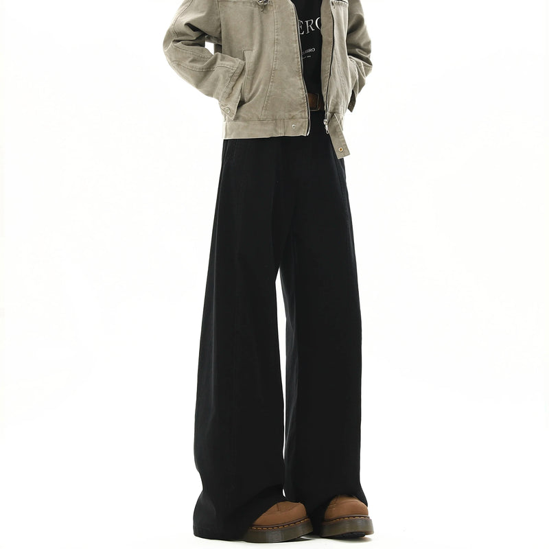 american style vintage wide leg cargo pants mens baggy fashion high street overalls coffee streetwear male mopping trousers unique cargo style 1107