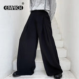 pants men high waist casual wide leg suit pant male vintage fashion japan korea streetwear loose long trousers minimalist street pants