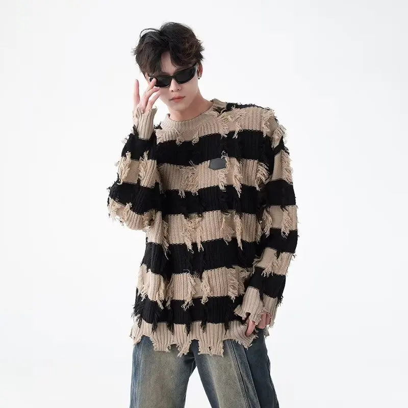 bold graphic pullover, layered streetwear look, soft knit pullover with flame design, y2k fashion statement