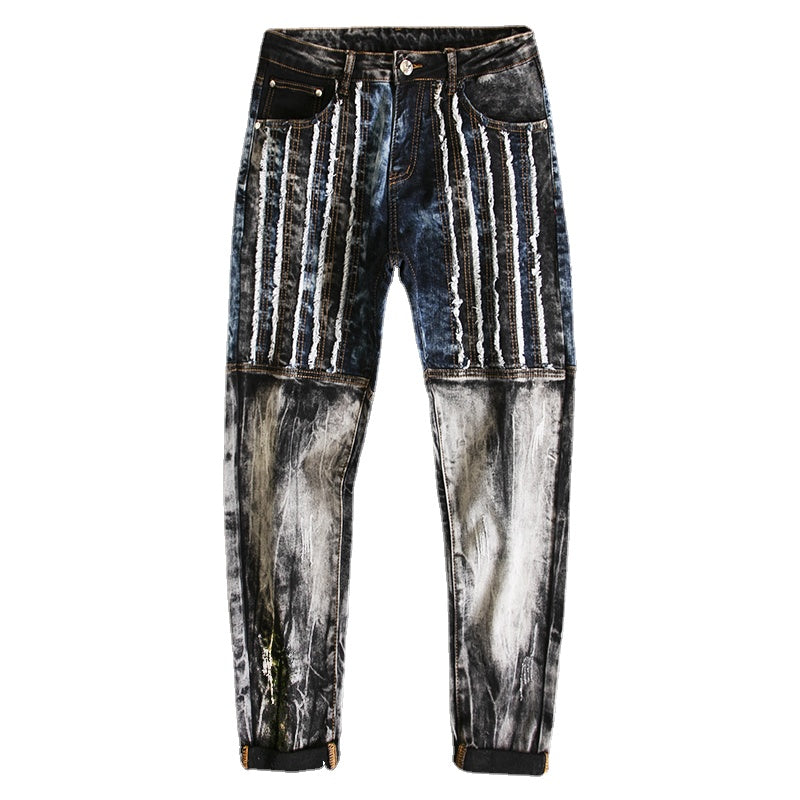 fashion distressed washed ripped destroied denim jean pants mens zipper skinny biker jeans hip hop streetwear slim pants joggers unique joggers style 1201