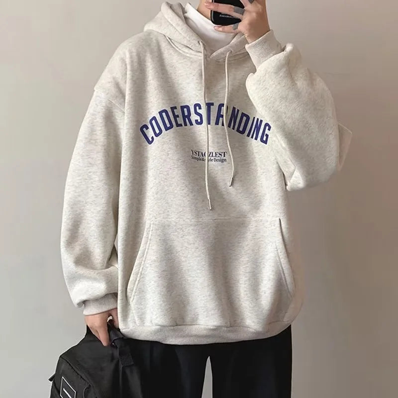 Autumn Mens Letter Design Printed Pullovers Hoodies Y2K Vintage Street