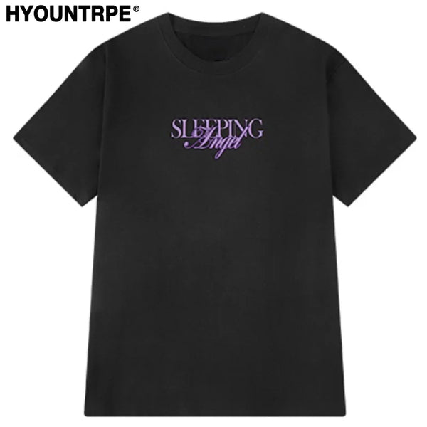 Trapwear Anime panel – Harajuku Sleeping Angle Printed Streetwear T Shirt Men Hip H