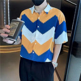 2023 Summer New Light Luxury Fashion Shirt Short-sleeved Men's Tops All-match Men All-match Boutique Clothing Simple Style