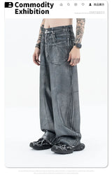 Autumn/winter 2024 loose wash jeans with silver coating