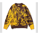 rainbowtouches mens sweater street wear cartoon printing graffiti pullover vintage knitted sweater couples spring and autumn high quality cotton pullover, trendy hip hop style outerwear, Y2K vintage urban hoodie