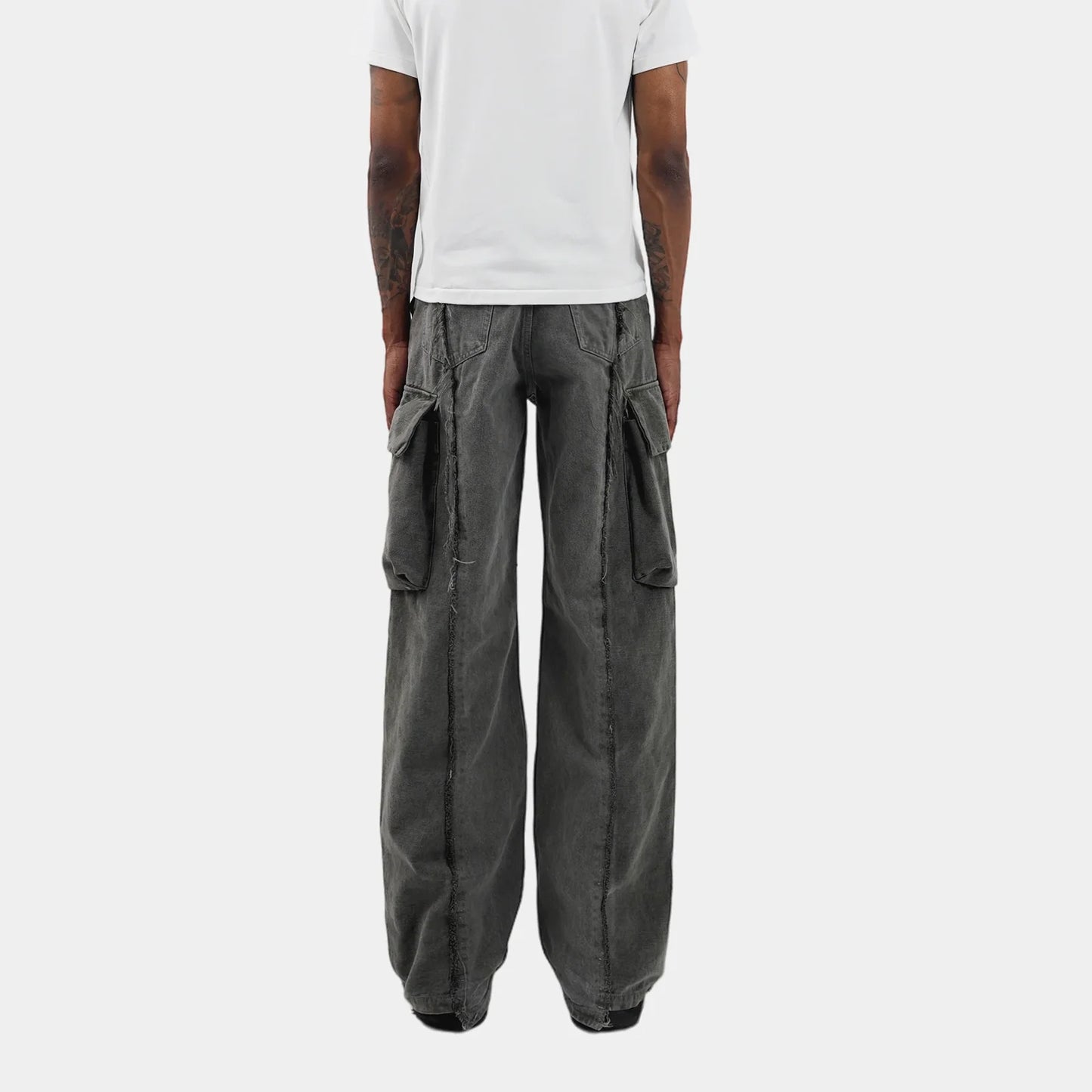 y2k streetwear tassel multi pocket jeans for men straight solid baggy cargo pants pantalones hombre casual denim trousers unique cargo style 768