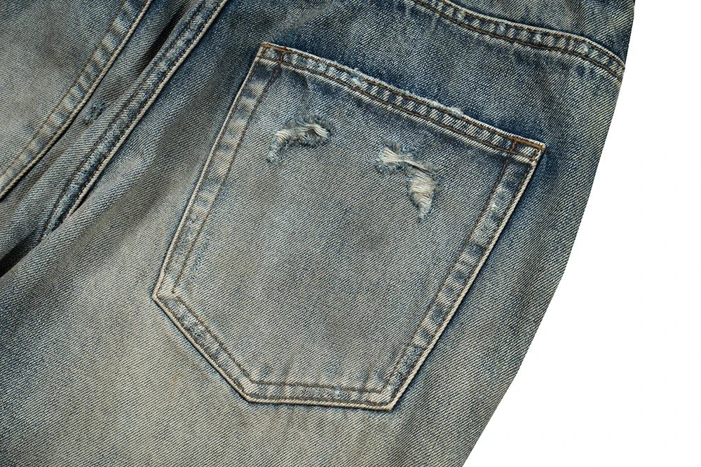 Harajuku Streetwear Washed Dirty Baggy Blue Jeans for Men and Women Straight Vintage Casual Denim Trousers Ropa Hombre Cargos