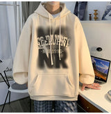 Mens Goth Letter Printed Hooded Sweatshirt American Style Vintage Tren