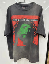 trapwear vintage t-shirt featuring new summer 24ss vintage retro portrait printing high street cotton casual loose tops t shirt pullover