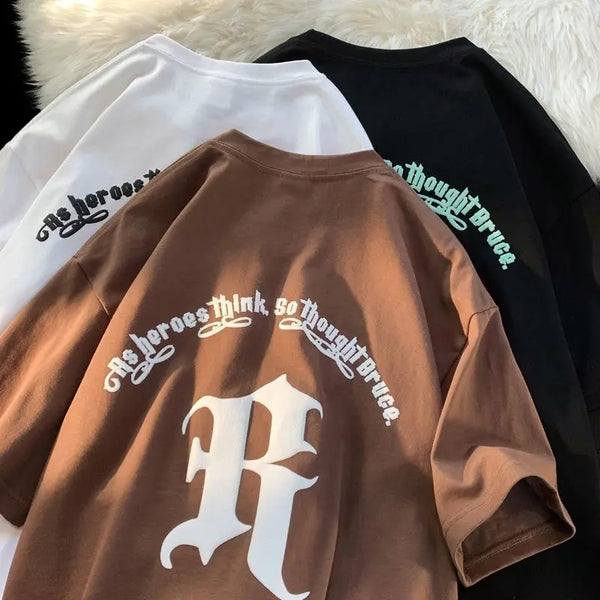 Harajuku Aesthetic print tee – 2023 Pure Cotton Oversized T Shirt Fashion Streetwear Couple