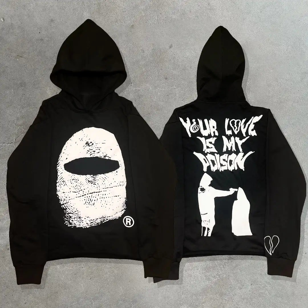 Glitchcore Fashion – Harajuku Stylish Retro Skull Print Hoodies Women Graphic Ame – Streetwear Fashion for Men & Women