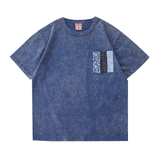 Anime Oversized shirt – Ancient Cloth Splicing Indigo Top Snowflake Heavy Industry W