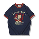Cyberpunk Oversized shirt – Summer Mens Short Sleeved 230G New Retro Letter Print Casual