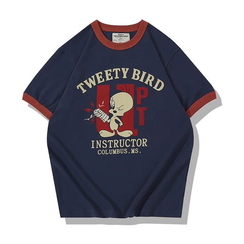 Cyberpunk Oversized shirt – Summer Mens Short Sleeved 230G New Retro Letter Print Casual
