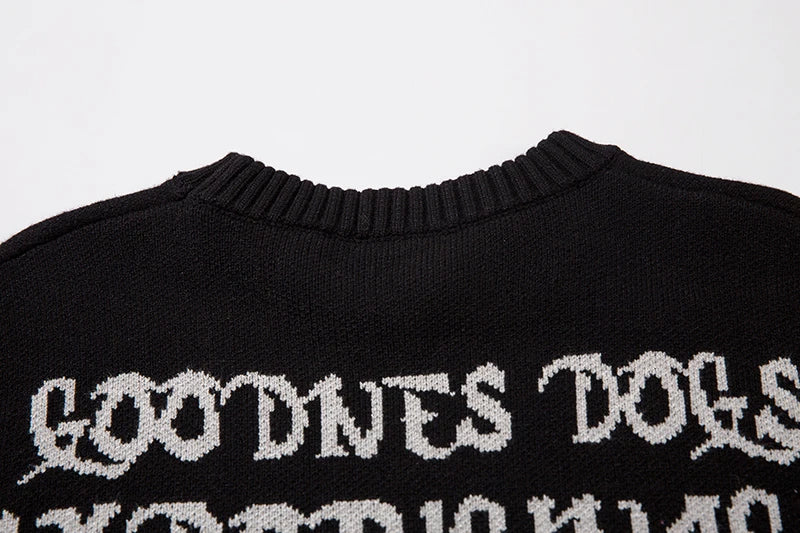 fashion hip hop knitted sweater men autumn winter o neck anime pattern pullover streetwear casual loose sweaters jumper knitwear trendy hip hop style outerwear, aesthetic street look hoodie, urban wear with bold artwork