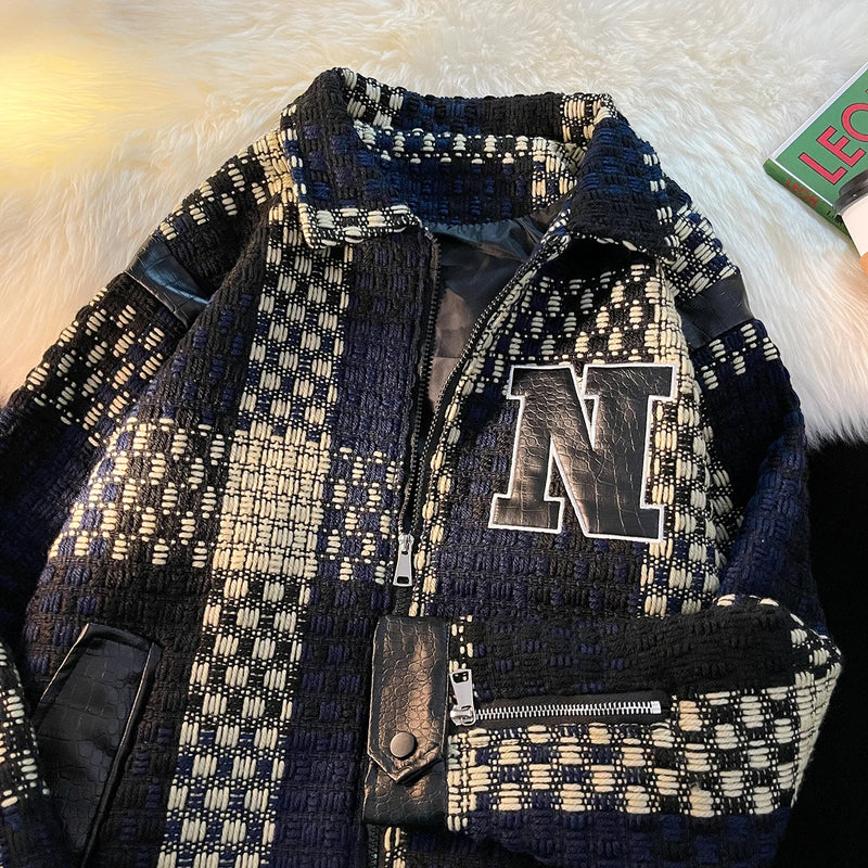 unisex design spring-fall-plaid-jacket-vintage-lapel-jacket-racing-jackets-pu-leather-zipper-coat-loose-mens-jacket-harajuku-couple-outerwear graphic oversized material 7bacda urban print image style quality fashion high fit essential - wear style hip everyday hop casual premium streetwear streetwear design ID 3d381