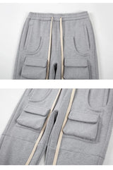mens high street loose fit elastic waist pants winter warm fleece pants bottons hip hop drawstring sportwear sweatpants joggers unique joggers style 3038