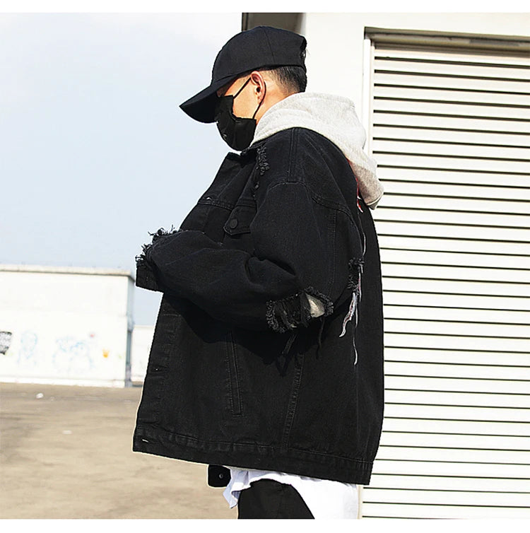 back wing embroidery denim jacket coat mens fashion hip hop harajuku jean coats outerwear casual streetwear jeans baggy jacke - variant style 7d914e for streetwear fashion