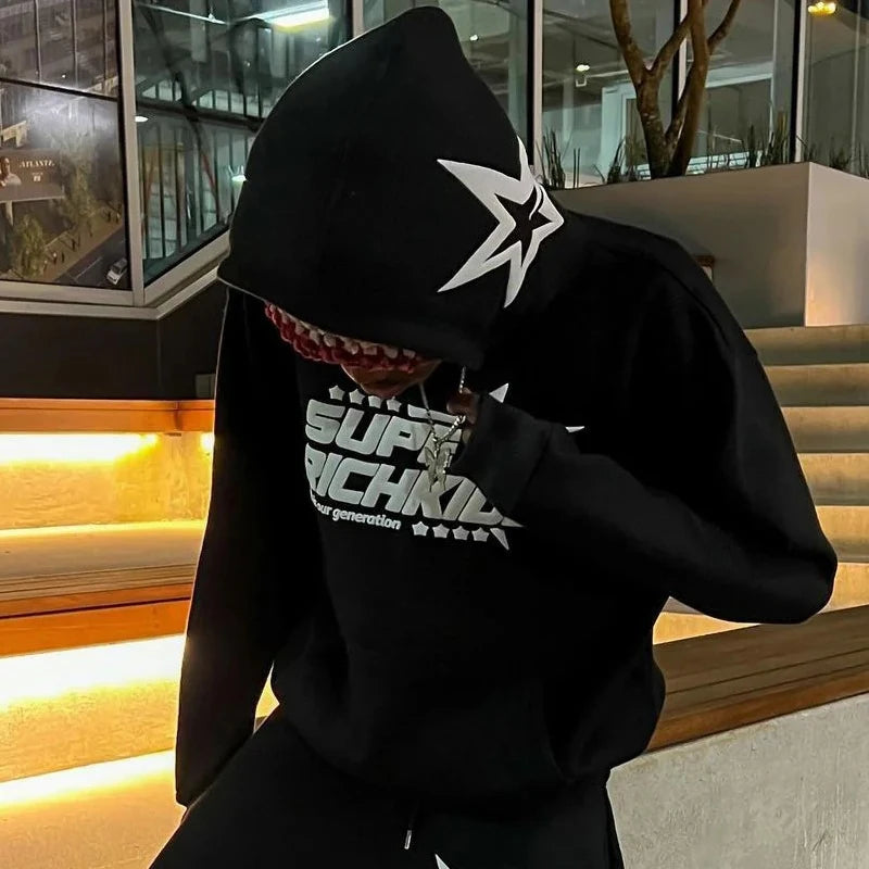 Aesthetic Star Letter Print Jacket Coat Gothic Clothes Y2K Harajuku Go