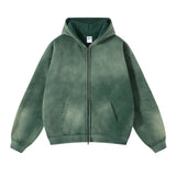 glitchcore vintage anime featuring mens oversize long sleeve washed double zipper cardigan hoodies loose plus plush gradient womens hooded pullovers winter