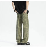 2024 goth tie dye corduroy pants mens autumn baggy wide leg straight casual trousers women drawstring hip hop y2k sweatpants unique joggers style 1368