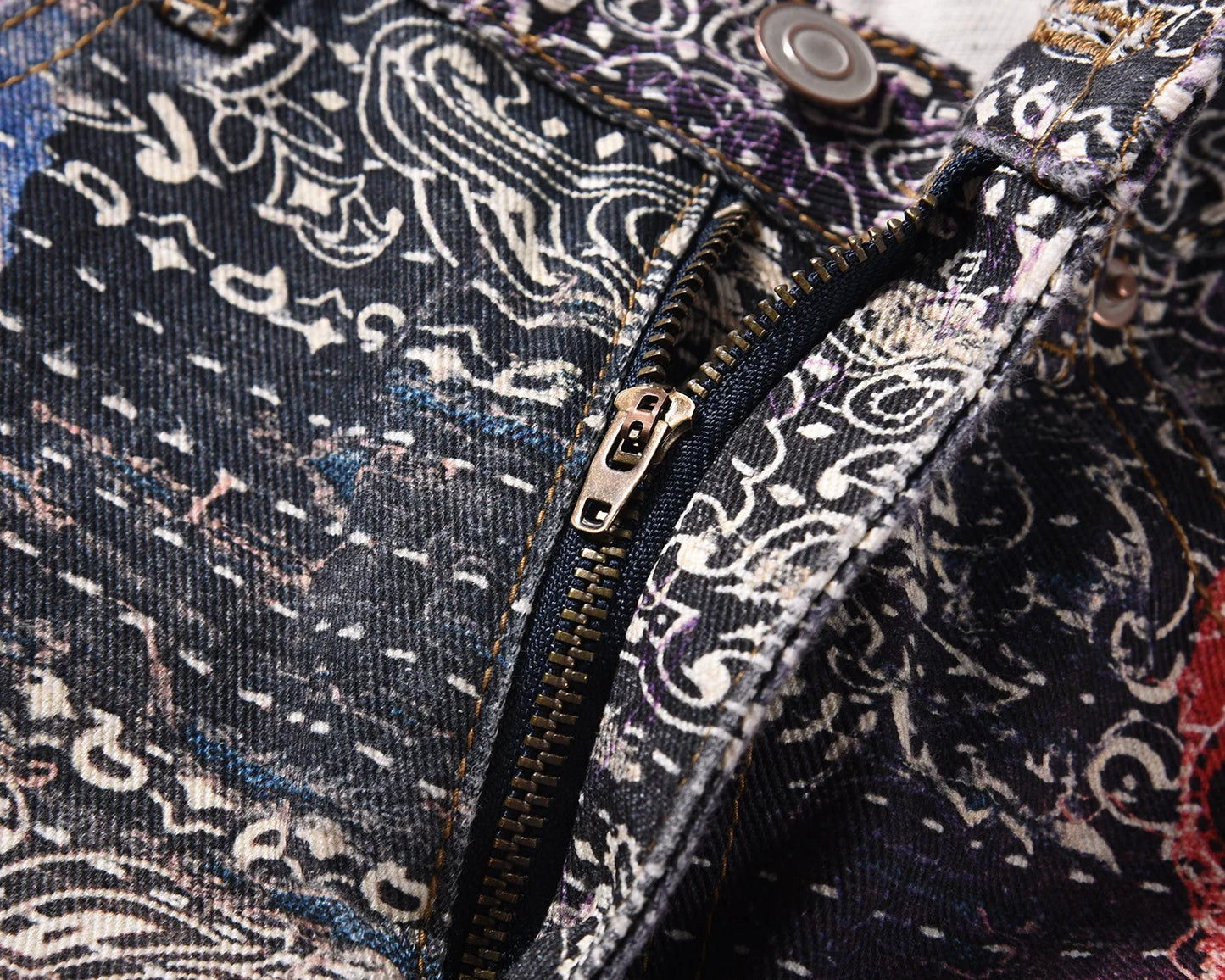 2023 brand new classic paisley west coast crips bloods jeans cotton denim pants comfort casual jeans size 29 36 488 unique jeans style 2760