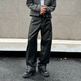 men streetwear fashion hip hop loose casual wide leg leather baggy motorcycle pant cityboy cargo pants trousers unique cargo style 2584
