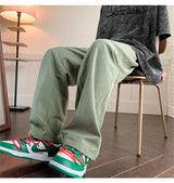summer casual y2k streetwear straight pants men breathable korean fashion drape trousers solid color wide leg baggy sweatpants unique joggers style 3398