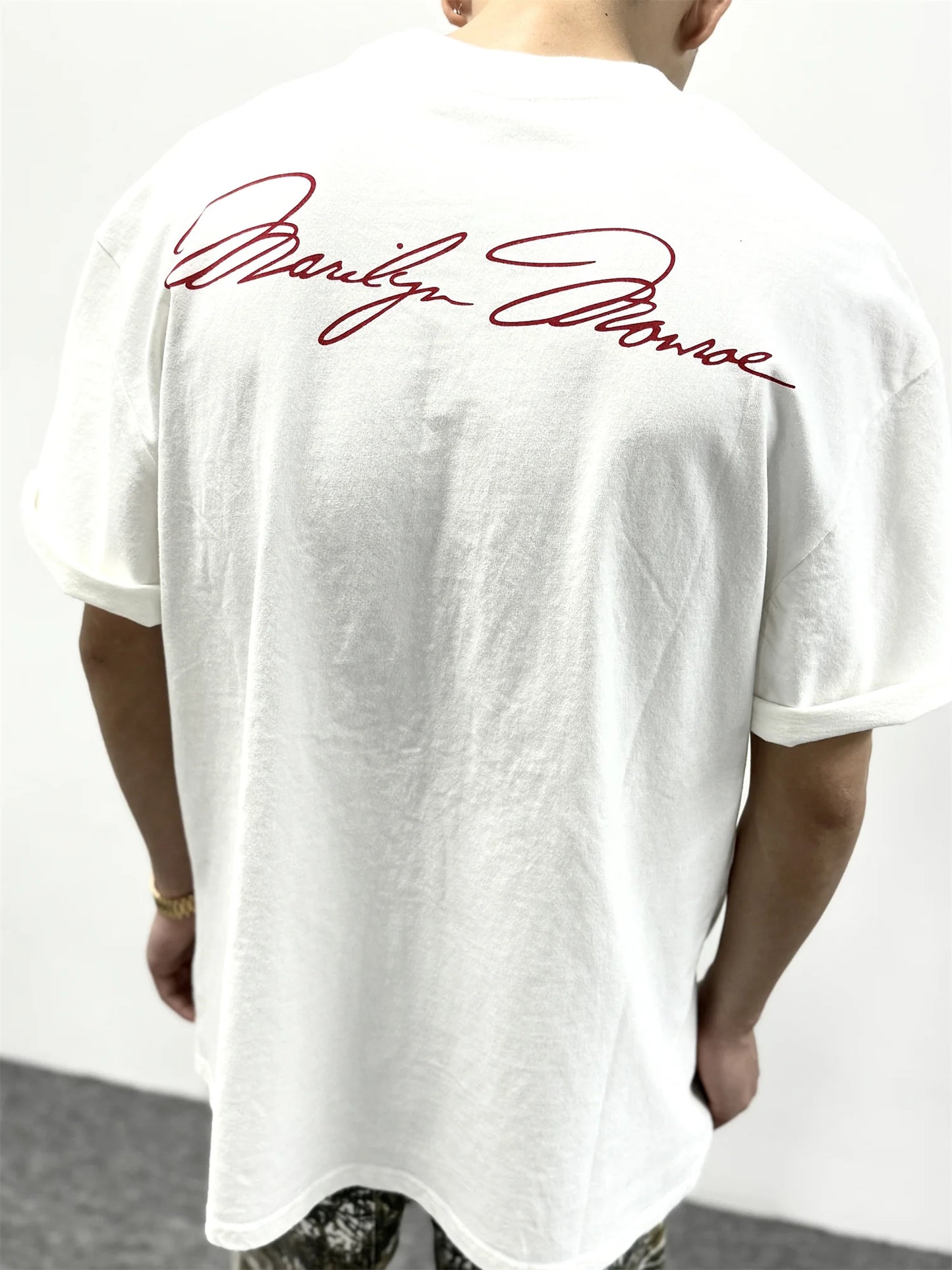 trapwear streetwear top featuring vintage summer monroe portrait print streetwear hip pop style high street white tops t shirt