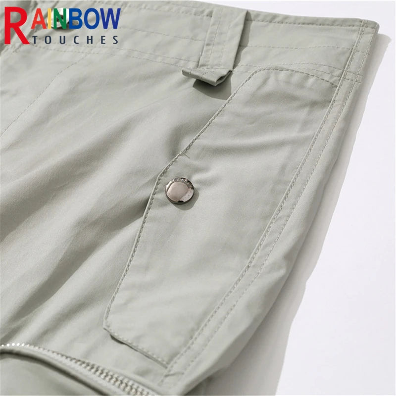 rainbowtouches fashion classic brand mens cargo pants casual zipper pocket design trousers loose straight tooling style overalls unique cargo style 4404