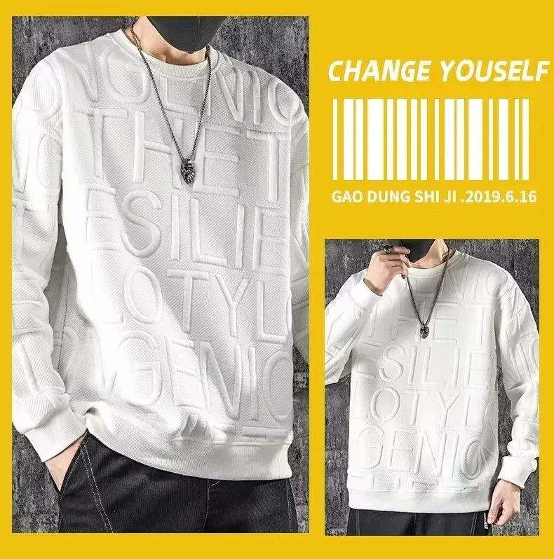 Sadcore Chrome logo – Autumn Mens Sweatshirt American Trendy 3D Letters Top Haraju