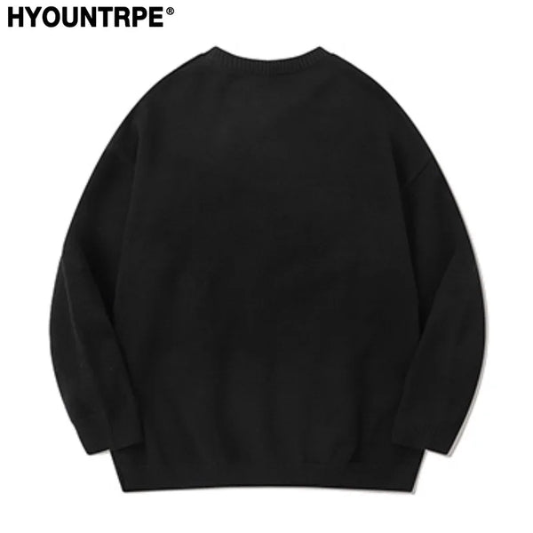hip hop harajuku dragon pattern knitted sweater unisex pullover streetwear new year casual loose sweater warm jumper knitwear oversized graphic print design, high quality cotton pullover, streetwear fashion hoodie