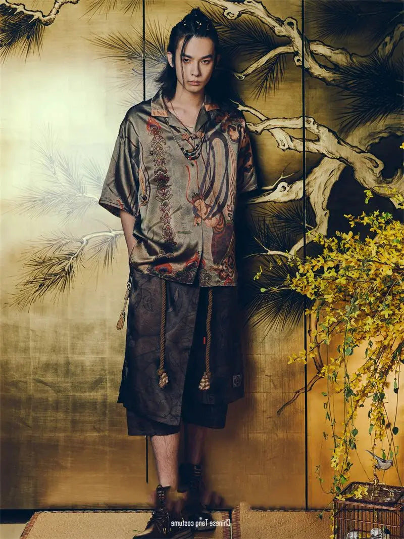 Dunhuang Feitian new Chinese style national trend printed casual short-sleeved