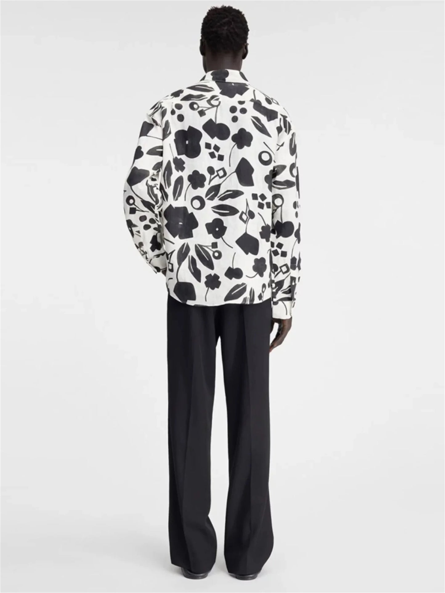 24ss New Retro Vintage Digital direct spray cherry print High-Street Casual long sleeved shirt
