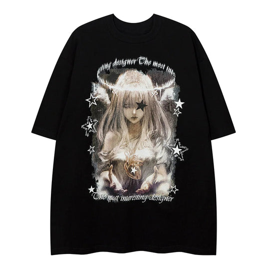 Vaporwave Crying angel – 2023 Streetwear Harajuku Men T Shirt Girl Letter Graphic Tsh