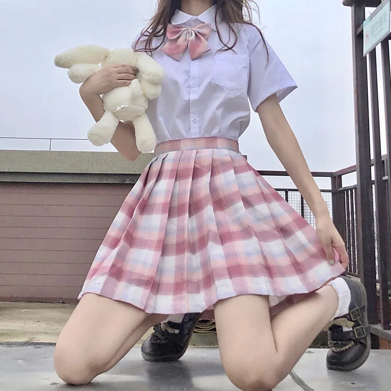 Jk Uniforms Gyaru School Uniform for Girl Student Pleated Skirt Uniform Set Women Short Sleeve Bow Tie Seifuku Japanese Style