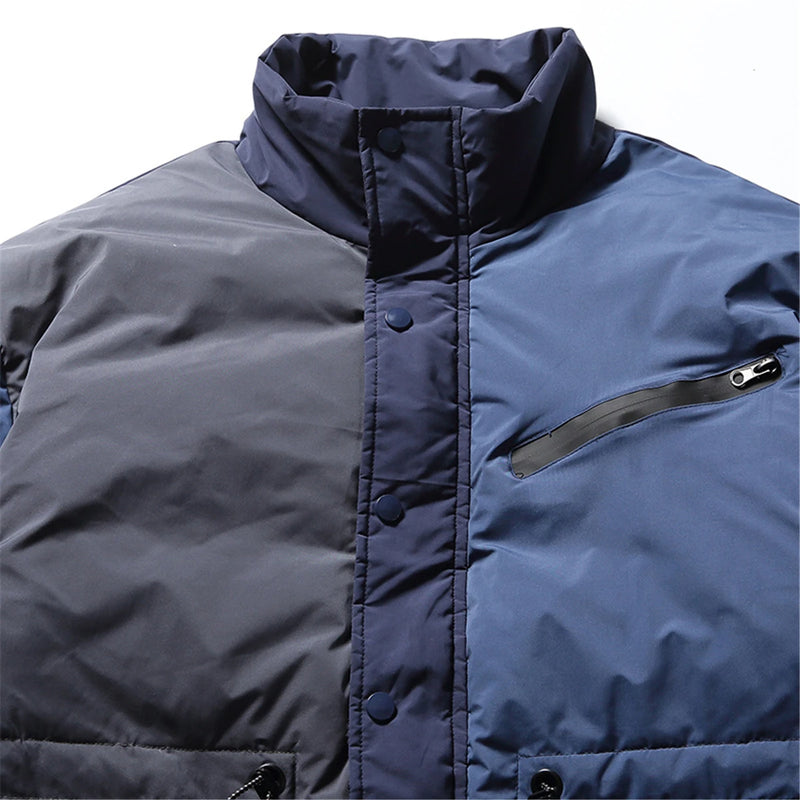 2023 Winter Hip Hop Thick Jacket Parka Men Color Patchwork Padded Jacket Coat Warm Streetwear Harajuku Jackets Men Clothing