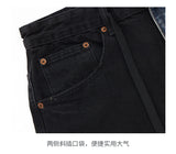 men streetwear fashion black blue splice hip hop loose casual wide leg straight baggy jeans pant cityboy jeans pants trousers unique jeans style 2650