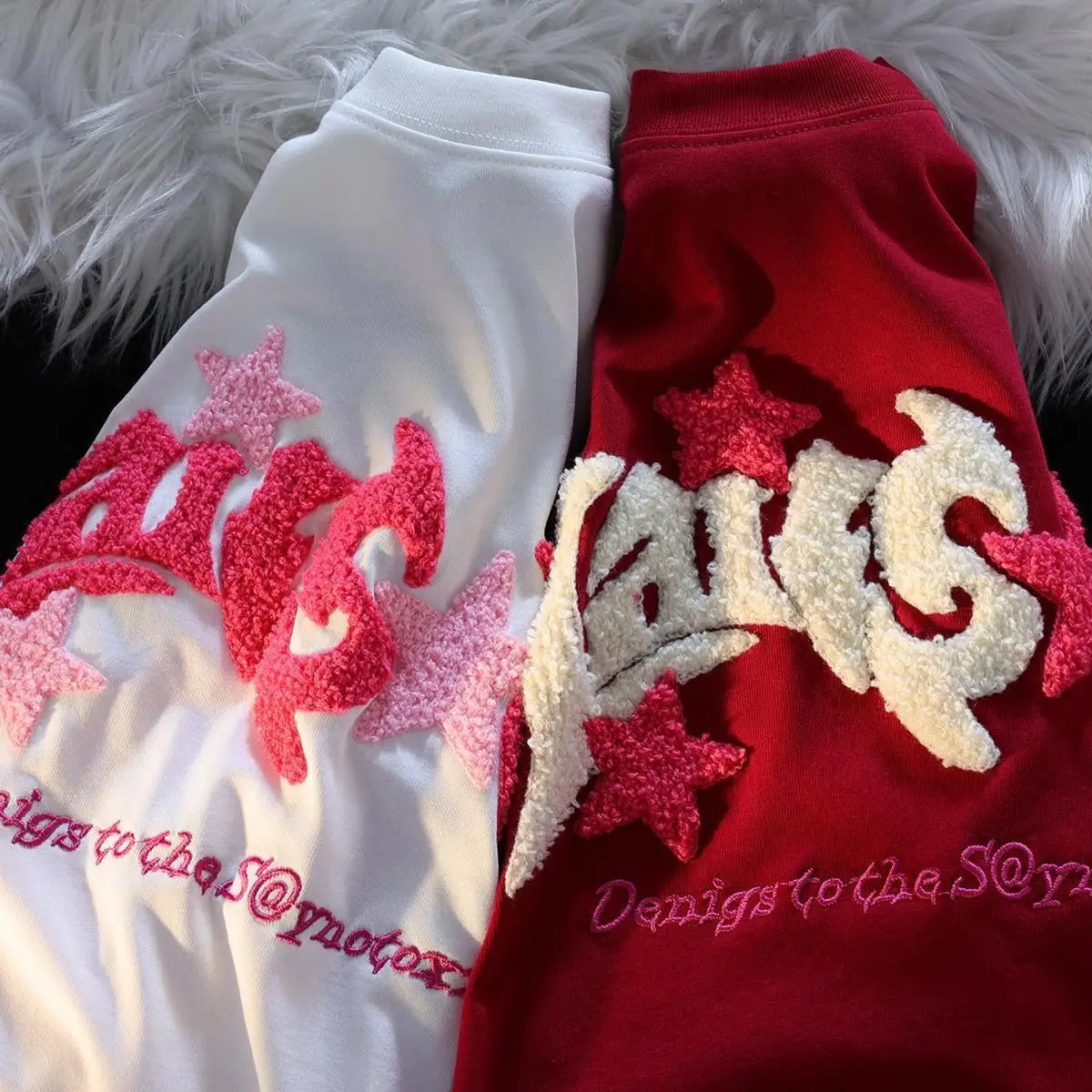 Vaporwave Aesthetic print tee – Cartoon 3D Letter Flocking Embroidery Hip Hop T Shirts Unise