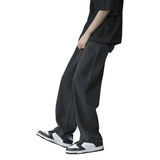 korean mens casual long jeans loose retro straight baggy pants denim wide leg pants light blue grey black retro washed jeans unique jeans style 1269