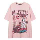 Sadcore Oversized shirt – Men Short Sleeve T Shirts Fun Comic Cartoon Print Tshirt Jap
