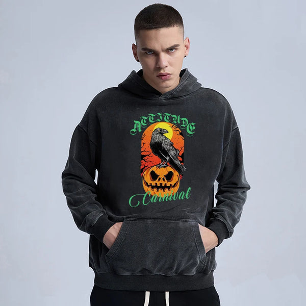 Glitchcore Fashion – Rainbowtouches Washed Hoodie Mens Vintage High Street – Streetwear Fashion for Men & Women