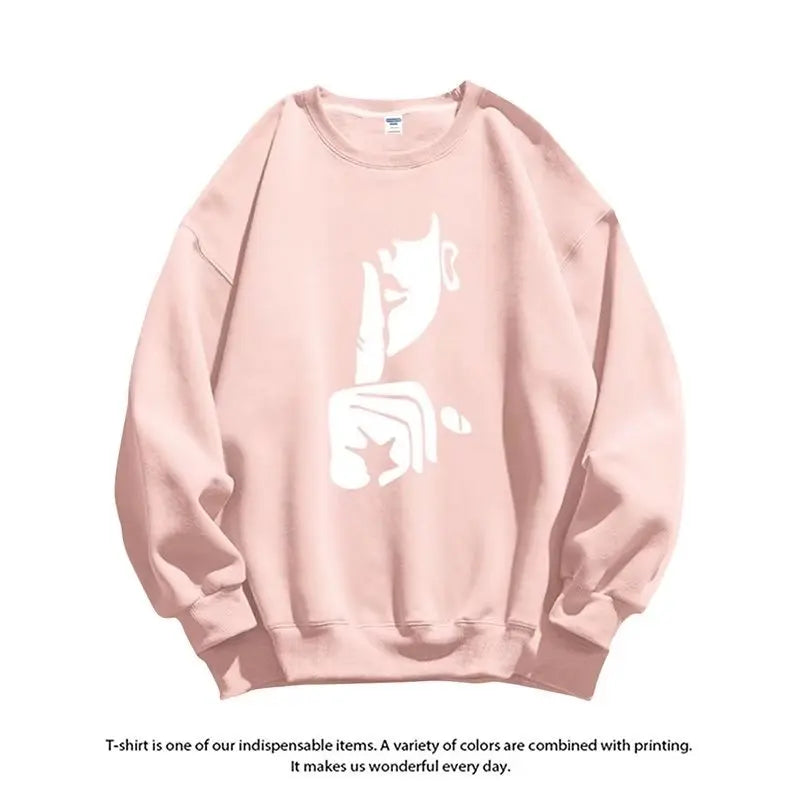 Oversized Loose Printed Sweatshirt Autumn Mens Korean High Quality Top