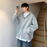 Trendy Fall Fashion Sweater – Winter Mens Fleece Zipper Hooded Sweatshirts 2025 New Classic Solid Color Oversized Hoodies Y2K Streetwear Outerwear Tracksuit | Zip Knit Drop #229