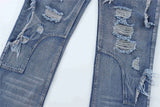 2024 ripped jeans high street straight trousers destroyed hole baggy denim pants vintage retro hip hop unique jeans style 417