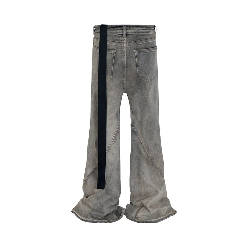 ro ribbons desert colore high elastic micro flared jeans mens straight baggy casual boot cut oversize solid loose denim trousers urban skinny jeans